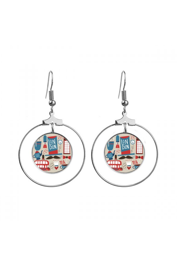 big ben british bus england flag earrings dangle hoop jewelry drop circle