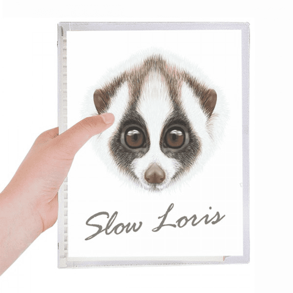 big-eyed white brown loris animal notebook loose diary refillable journal statiry