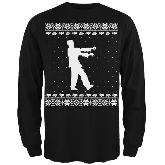big zombie ugly christmas sweater black long sleeve t-shirt