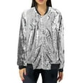 bihdrety Barn Jackets For Women Plus Size Loose Sequin Baseball Jacket