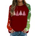 bihdrety Sweatshirts Women Fashion Christmas Tree Print Color Long