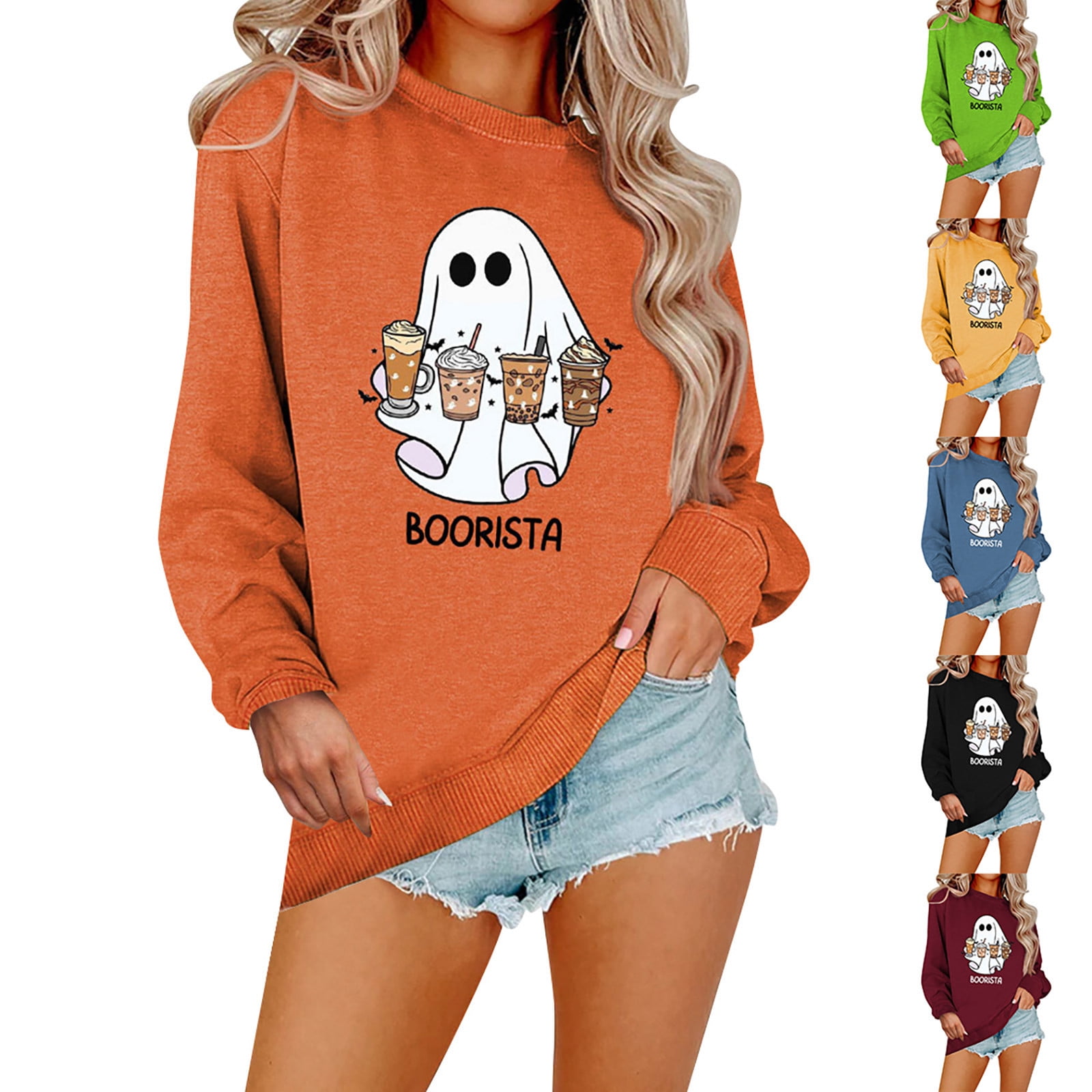 bihdrety Women's Fashion Hoodies Casual Crew Neck Print Hoodless Hoodie