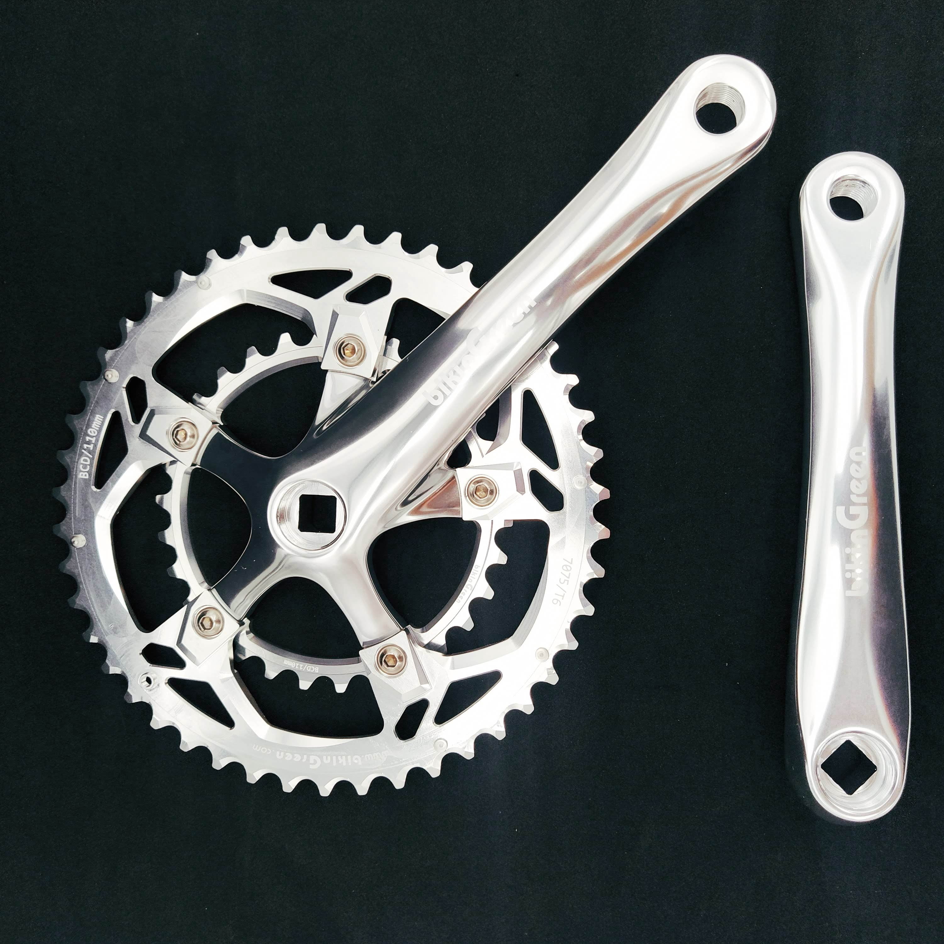 bikinGreen Classic 170mm Crankset with 46/30T BCD 110mm Silver ...