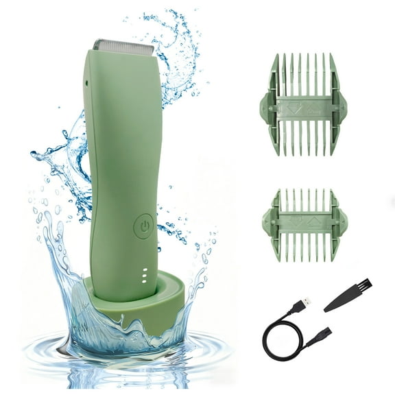Behome Body Hair Trimmer for Men, Waterproof Electric Razors, 2 Guide Combs with 4 Lengths &Rechargeable Dock, Electric Shaver Bikini Trimmer for Pubic, Leg, Arm