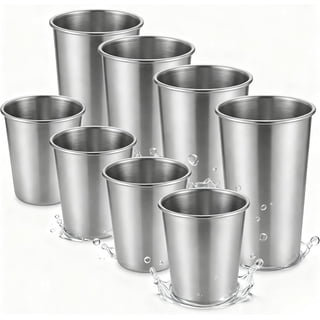 bililiart Stainless Steel Cups Set of 8 - 4 Pack 8 oz + 4 Pack 16 oz Stackable 304 Metal Unbreakable Cups for Indoor Outdoor Picnic Travel Camping