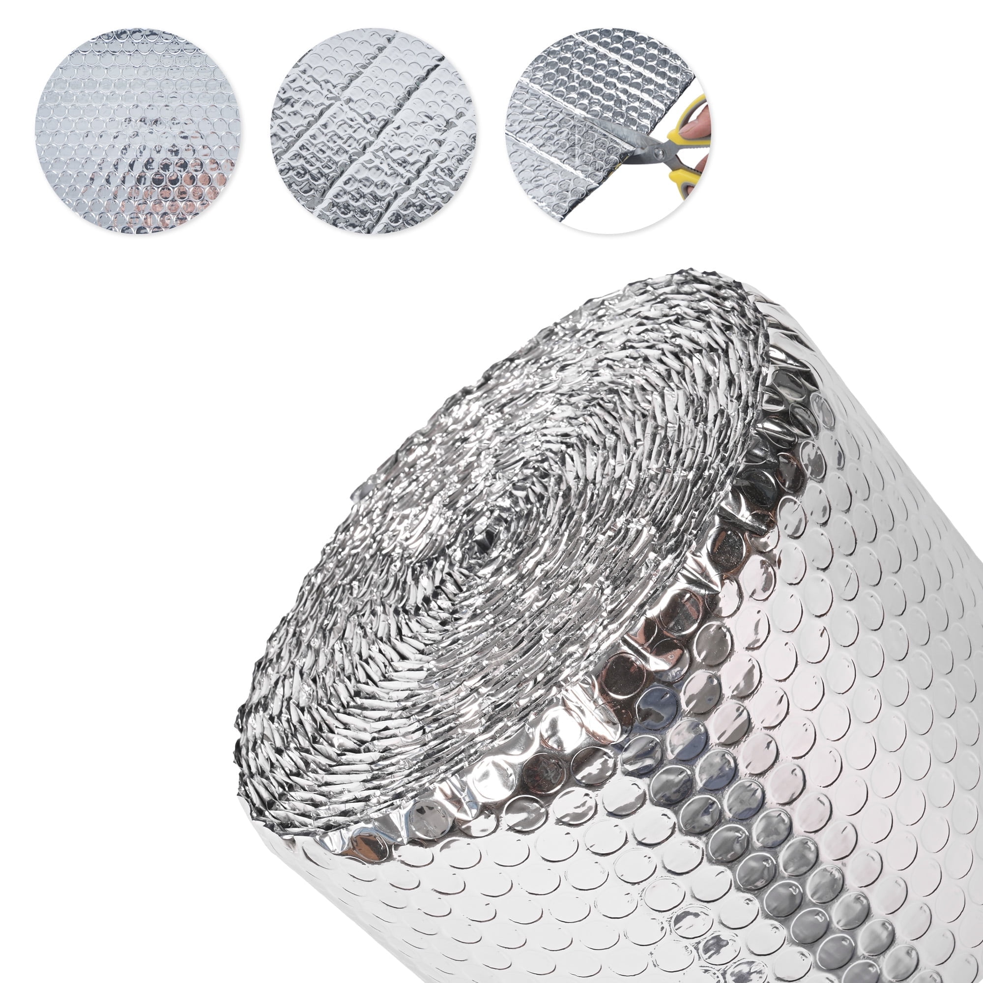 Ymokee Aluminum Foil Insulation Roll, 24 in x 33 ft Bubble Insulation Sheet, Radiant Barrier for Windows, Roof and Garage Door, Silver