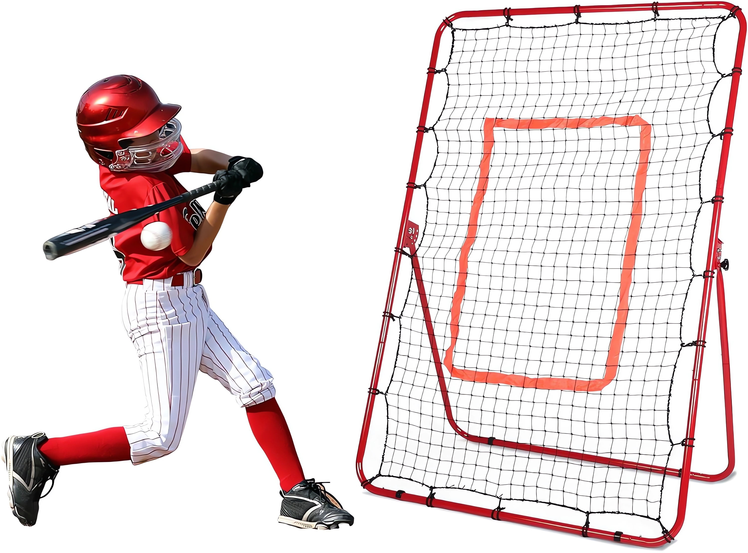 bimiti 6 x 4 Feet Pitch Back Baseball Rebounder Net, Softball/Baseball