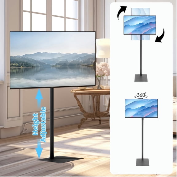 bimiti Universal Floor TV Stand with Swivel Mount, Height Adjustable Television Stand for 13-42" TVs, Black