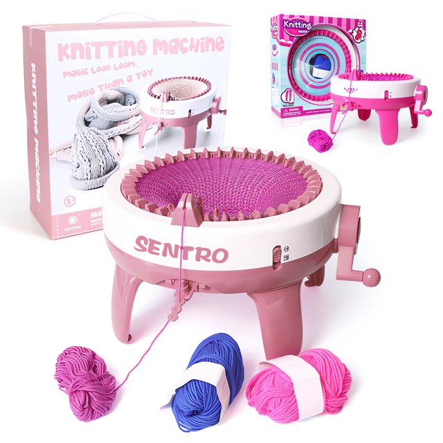 bimiti Knitting Machine 40 Needles, Pink DIY Knitting Weaving Loom