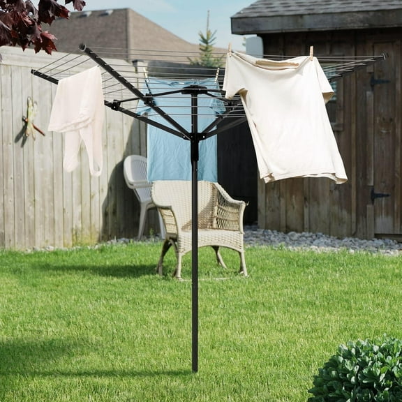 bimiti Outdoor Umbrella Clothes Dryer with 4-Aluminum Arms, Rotary Umbrella Drying Rack Adjustable Height 165 ft. Clothesline