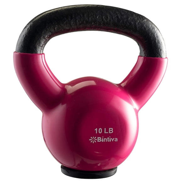 bintiva professional grade, vinyl coated, solid cast iron kettlebells - blue 20lb