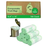 bioMat 1.2 Gallon Compostable Bags, BPI, CMA and ASTM D6400 Certified, Compost Bags for Countertop Bin, 150 Bags