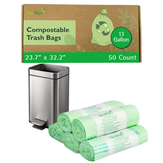 bioMat 13 Gallon Compostable Food Scrap Bags, BPI & CMA Certified, 50 Bags