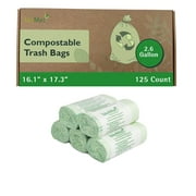 bioMat 2.6 Gallon Compostable Bags, 125 Count, Compostable Trash Bags for Countertop Bin, BPI ASTM 6400