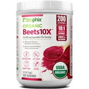 biophix Organic Beets 10X Beet Root Powder 2.2 lb 50000 mg Equivalent - Superfood - Powerful Antioxidant - Rich in Nitric Oxide - Supports Heart Health - Natural Flavor - No Sugar Added