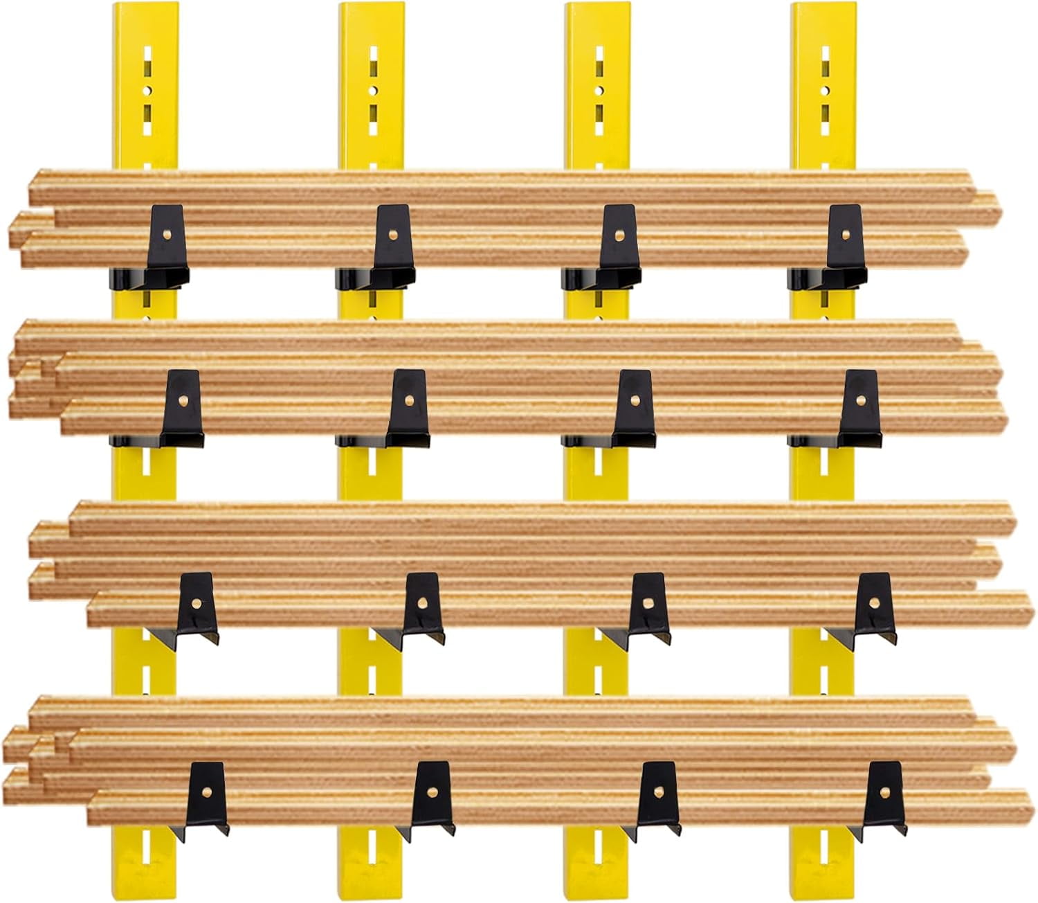 biosp 4Tier Wall Mount Lumber Storage Rack, Heavy Duty Wood Organizer