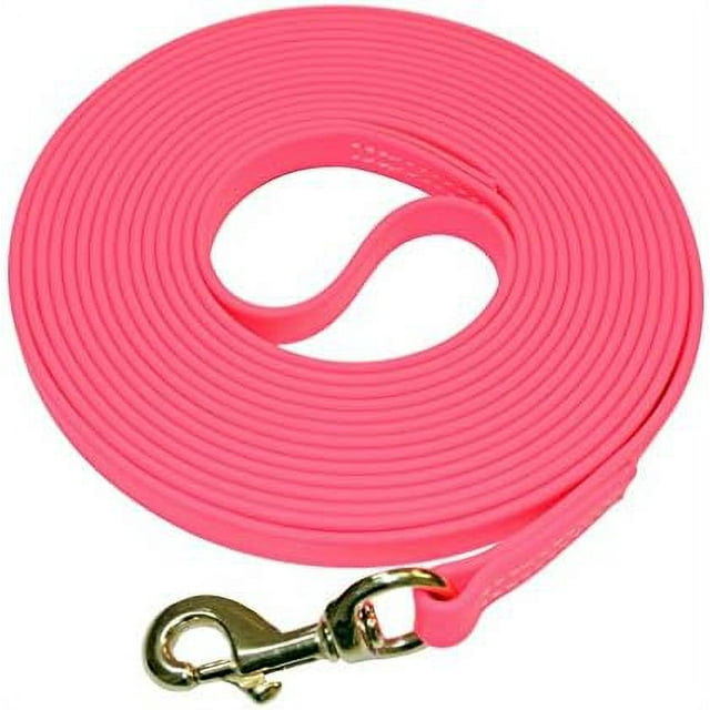 Biothane Waterproof Weather Dog Leash with Brass Hardware (5/8" x 25', Pink)