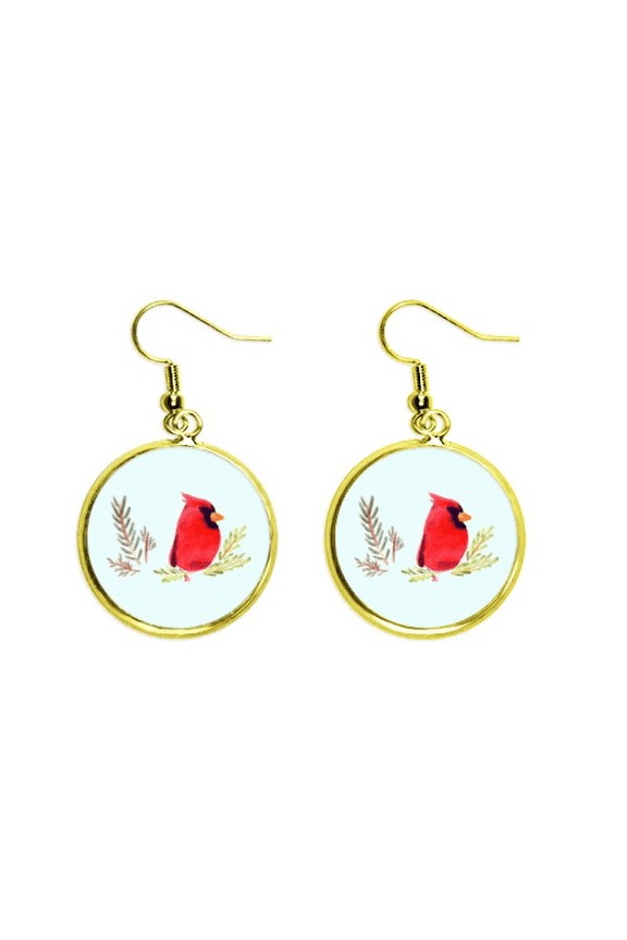 bird animal magpie red art deco fashion earring dangle en drop earring jewelry woman