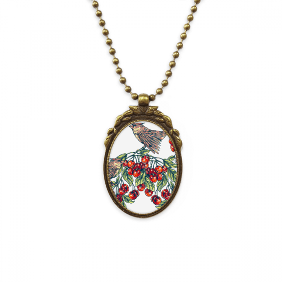 bird fruit eat green antique necklace vintage bead pendant keychain