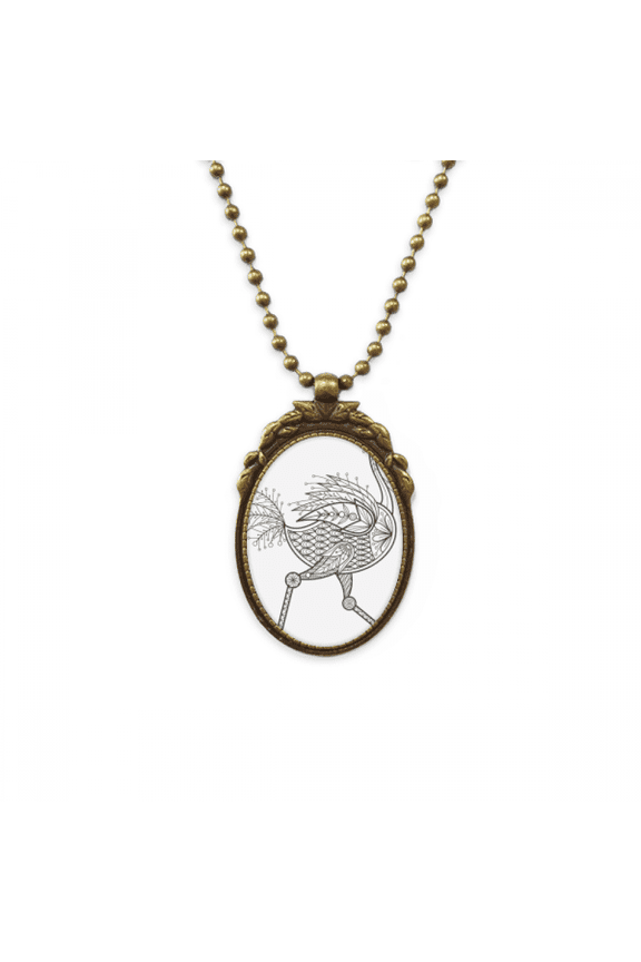 bird paint running long antique necklace vintage bead pendant keychain