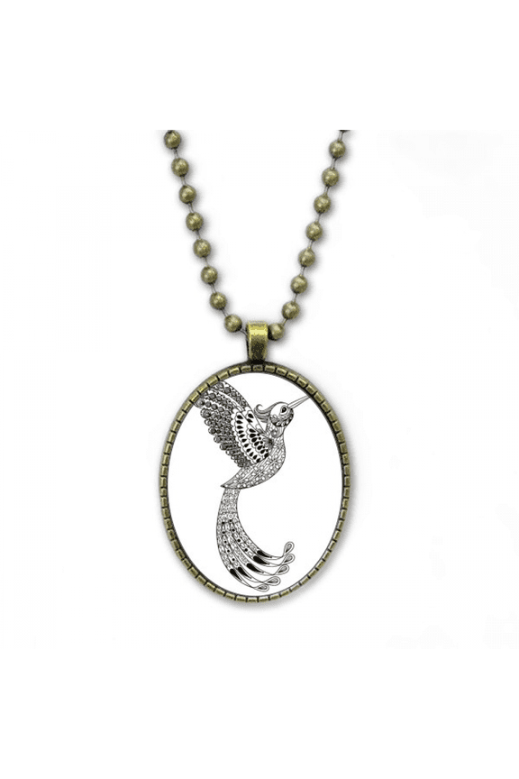 bird paint running long feather necklace vintage chain bead pendant jewelry collection