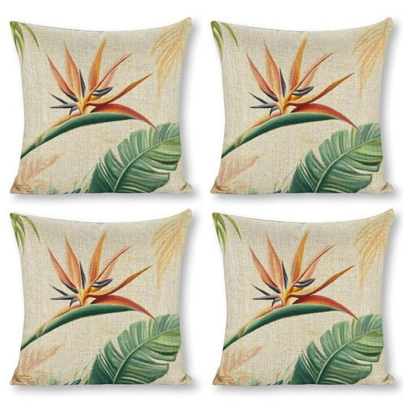 bird of paradise tropical linen throw pillowcase decoration pillowcase gifting preferred 24x24 inch cushion cover 4 sets sofa pillowcase sofa bedroom living room car
