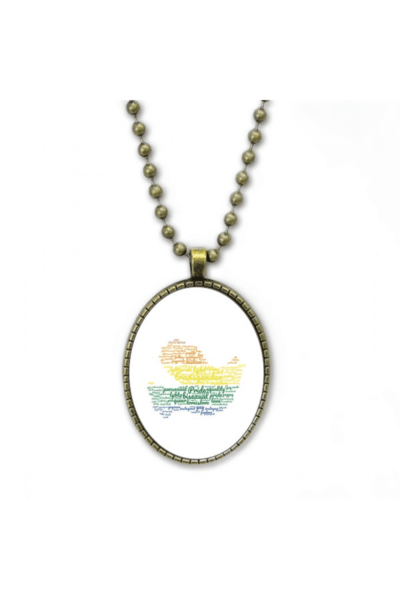 bird perainbow lgbt wordcloud necklace vintage chain bead pendant jewelry collection