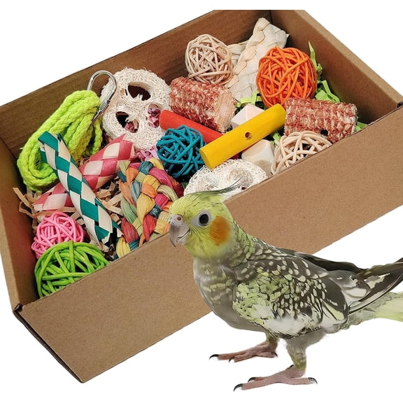 bird toysColorful Parrot Foraging and Tearing Toy Box - Suitable for chewing and foraging of long tailed parrots, Quaker parrotscockatoos, Sun Conure and other small and medium-sized parrots
