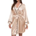 thumbnail image 1 of birthday pajama sets for women "Queen" embroidered satin sleepwear Women's Home Pajamas Women's Imitation Silk V Neck Pajamas Home Wear, 1 of 3