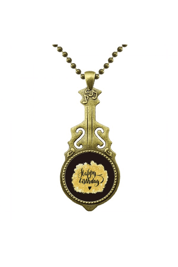 birthday pray art outline english necklace antique guitar jewelry music pendant