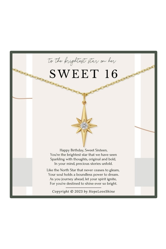 Sweet 16 Necklace Gold 16th Birthday Gift for Niece, Daughter or Granddaughter