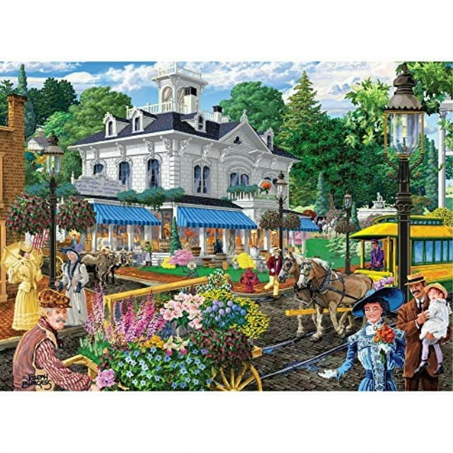 Bits and Pieces - 1500 Piece Jigsaw Puzzle - Victorian Spring, Busy Town Center - by Artist Joseph Burgess - 1500 pc Jigsaw