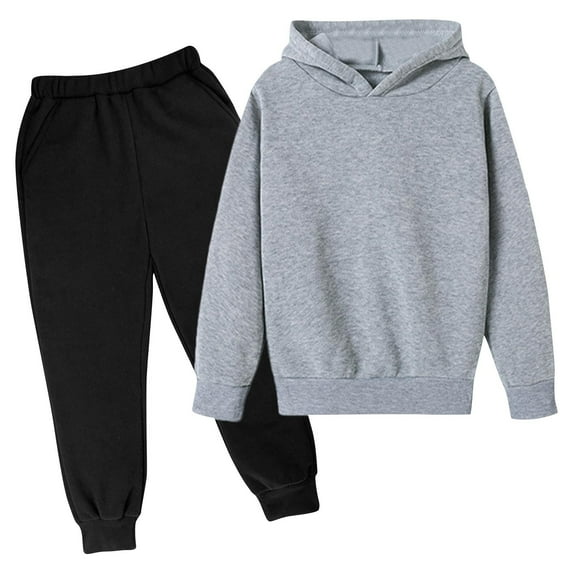 biudgviw 2 Piece Outfits for Children Winter Warm Long Sleeve Hoodies Sweatshirt Jogger Sweatpants Lounge Sets for Gilrs Boys