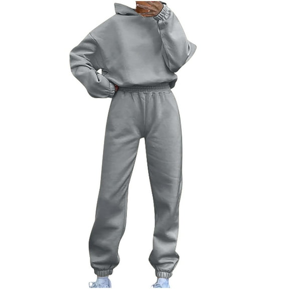 biudgviw 2 Piece Outfits for Women Soft Fleece Long Sleeve Sweatsuit Hoodies Sweatshirts Lounge Jogger Pants Warm Sets