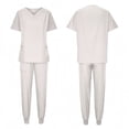 thumbnail image 1 of biudgviw 2 Piece Sets for Women Summer Workwear Short Sleeve V Neck Tops and Jogger Pants Matching Lounge Sets with Pockets, 1 of 5