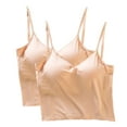 thumbnail image 1 of biudgviw 2pc Wireless Bras for Women Comfy Sleeveless V Neck Soft Tank Tops Fashion Spaghetti Strap No Underwire Camisole, 1 of 7