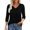 thumbnail image 1 of biudgviw 3/4 Length Sleeve Womens Tops Lightweight V Neck Lace Shirt Dressy Casual Fall Blouses Going Out Outfits, 1 of 7