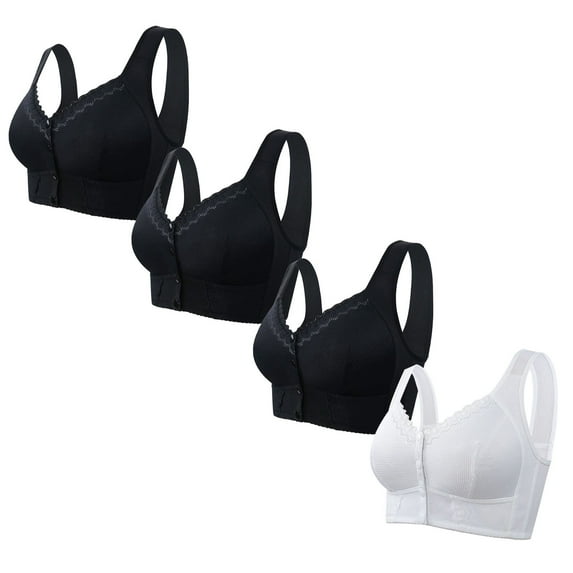 biudgviw 4pc Plus Size Bras for Women Seamless Wireless Front Closure Bralettes Breathable Comfort Liftup Everyday Bras