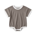 thumbnail image 1 of biudgviw Baby Boy Girl Clothes Short Sleeve Newborn Infant Bodysuit Color Block Casual Round Neck Onesies Rompers Summer Outfits(Gray,9-12 Months), 1 of 6