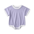 thumbnail image 1 of biudgviw Baby Boy Girl Clothes Short Sleeve Newborn Infant Bodysuit Color Block Casual Round Neck Onesies Rompers Summer Outfits(Purple,6-9 Months), 1 of 6