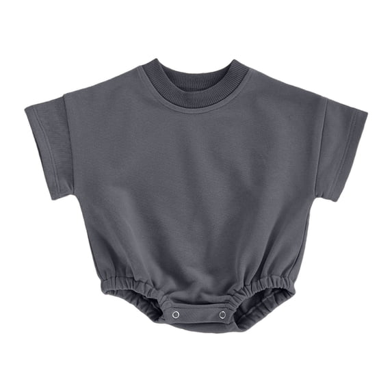 biudgviw Baby Boy Girl Onesie Romper Infant Plain Oversize T-Shirt Casual Round Neck Short Sleeve Bodysuit Cotton Summer Clothes(Dark Gray,6-9 Months)