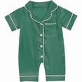 thumbnail image 1 of biudgviw Baby Girl Boy Button Down Romper Newborn Infant Outfits Comfy Short Sleeve Jumpsuit Summer Home Clothes(Green,1-3 Months), 1 of 4