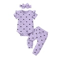 thumbnail image 1 of biudgviw Baby Girl Clothes Newborn Infant Ruffle Short Sleeve Crewneck Tops and Long Pants with Headband Set Heart Print 3 Piece Outfits, 1 of 6