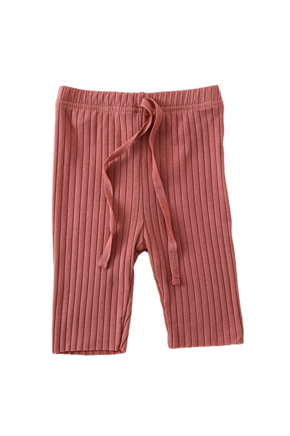 Baby Girl Pants Toddler Girl Solid Elastic Waisted Ribbed Pants Newborn Cotton Infant Jogger Pants for 3-15 Months