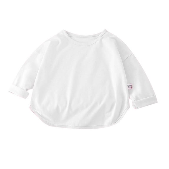 biudgviw Baby Toddler Tops Lounge Crewneck Long Sleeve Basic Shirts Boys Girls Casual Fall Solid Color Cotton Oversized T-Shirts