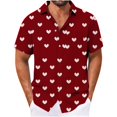 thumbnail image 1 of biudgviw Big and Tall Hawaiian Shirts for Men Valentines Day Heart Print Short Sleeve Tees Lapel Button Down Casual Graphic Top with Pocket, 1 of 4