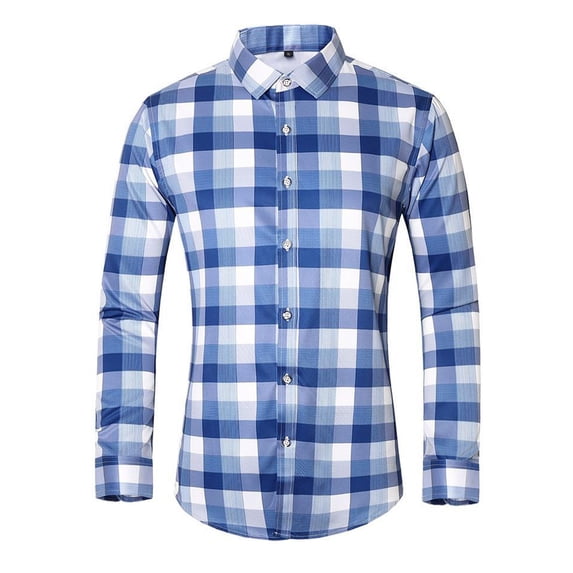 biudgviw Big and Tall Men's Plaid Button Down Shirts Long Sleeve Collared Dress Shirt Business Casual Soft Cotton Work Top M-7XL