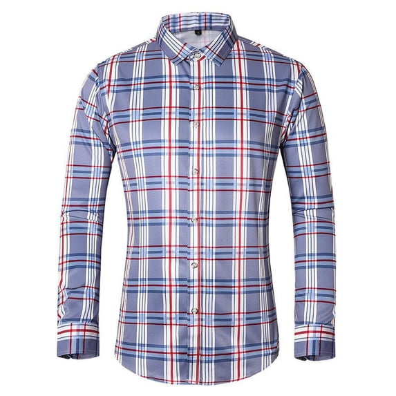 biudgviw Big and Tall Men's Plaid Button Down Shirts Long Sleeve Collared Dress Shirt Business Casual Soft Cotton Work Top M-7XL