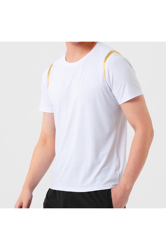 Big and Tall Shirts for Men Color Block Athletic Workout T-Shirts Stretch Short Sleeve Casual Crewneck Tops Gym Clothes M-5XL