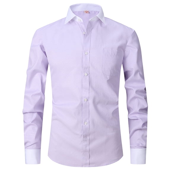biudgviw Big and Tall Shirts for Men Lapel Long Sleeve Work Dress Shirt Business Casual Wedding Button Down Shirt with Pocket M-6XL